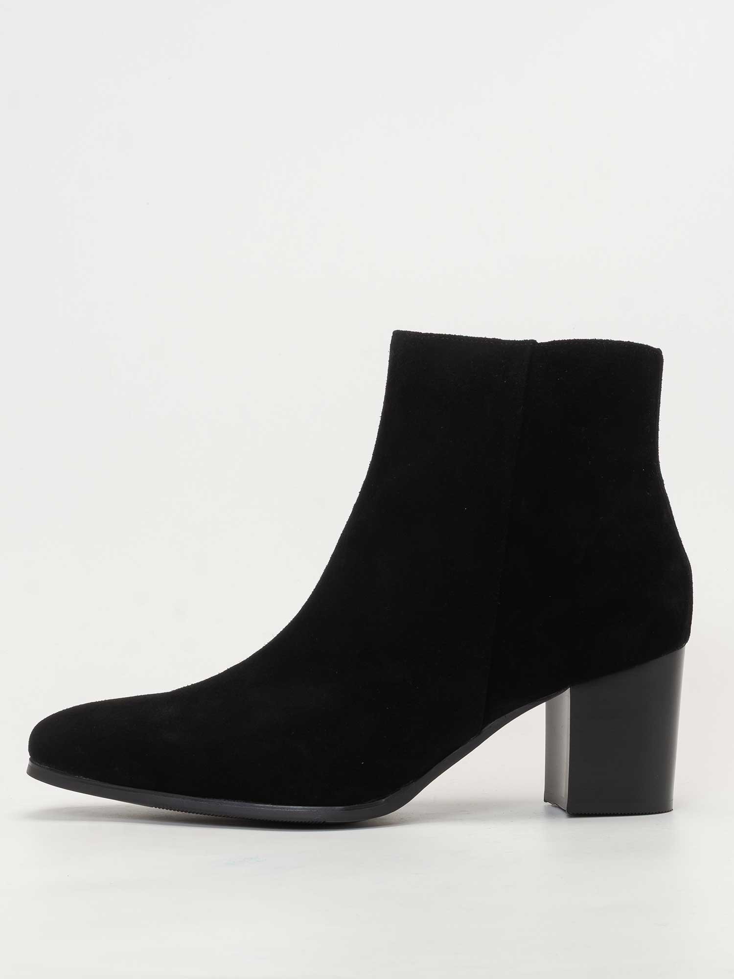 Ботинки на каблуке с боковой молнией Endevice, Black suede — фото 2