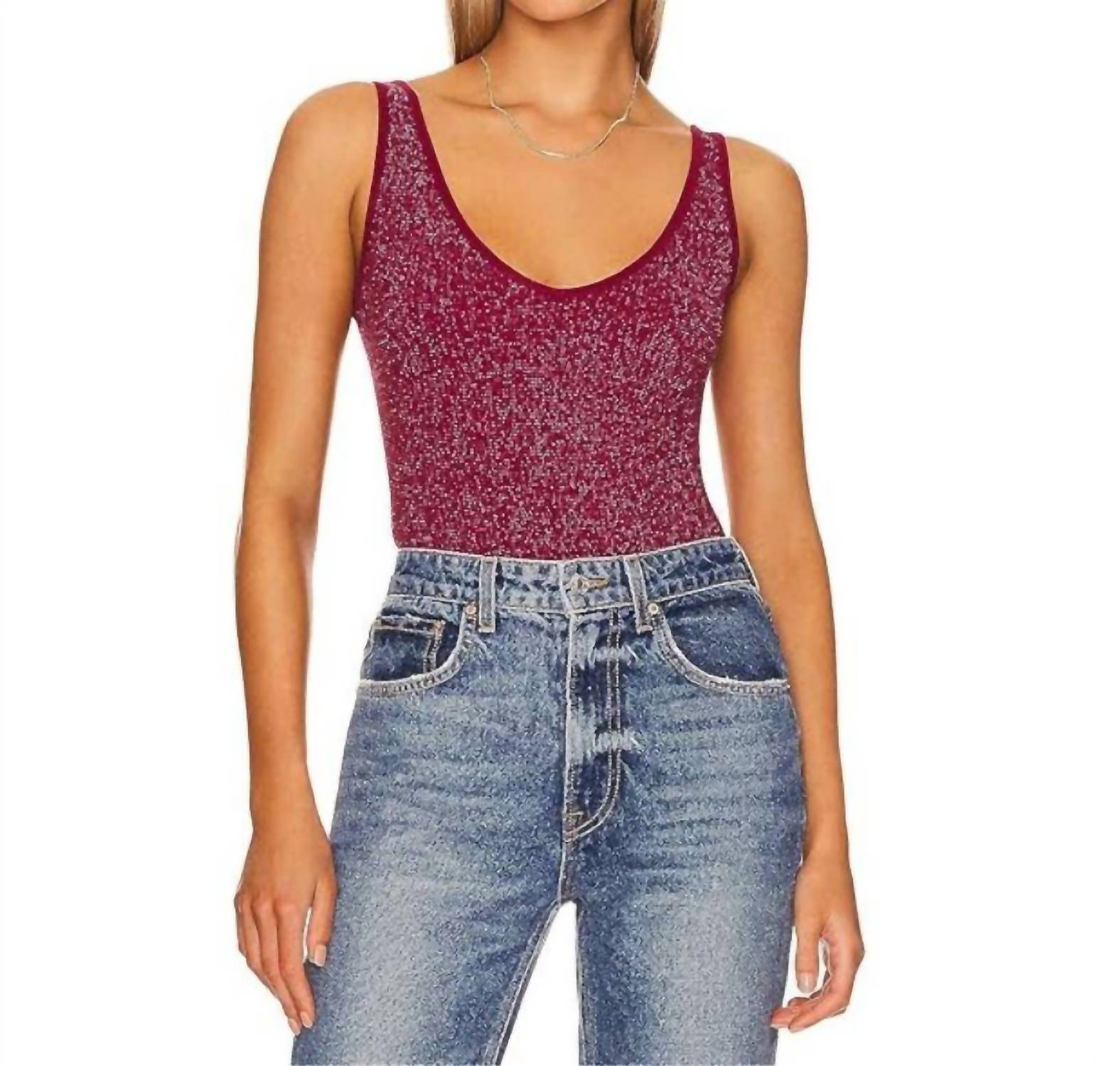 

Топ Brami с люрексом и сплошным ребром в цвете Berry Wine Combo Free People