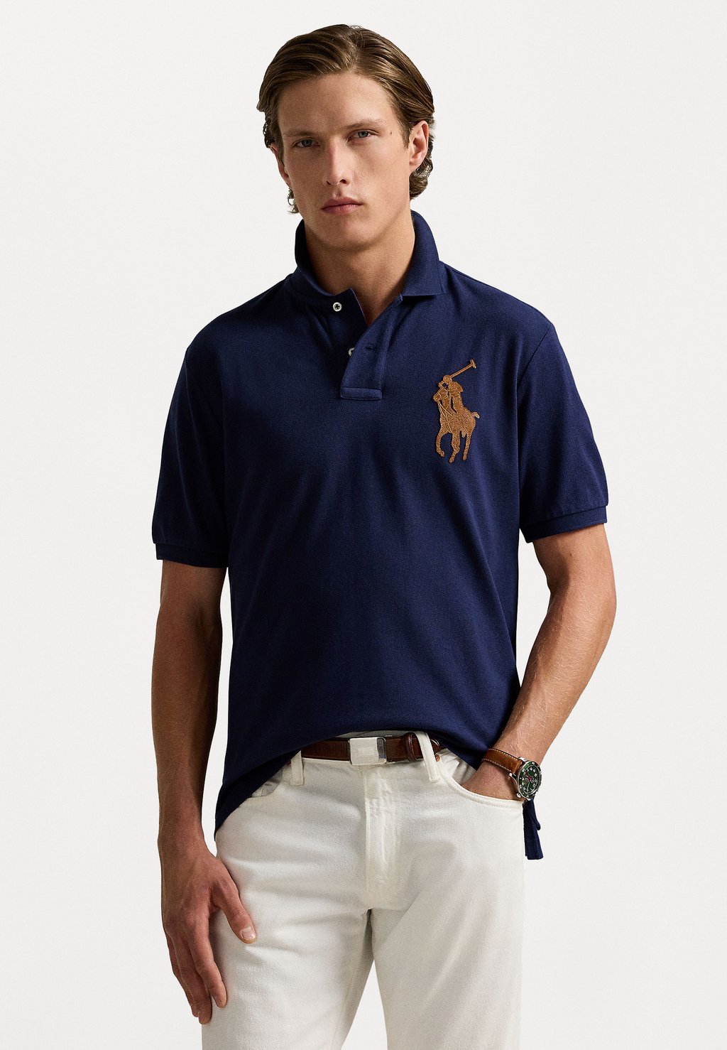 

Рубашка поло CLASSIC FIT LEATHER-PONY POLO SHIRT Polo Ralph Lauren, темно-синий