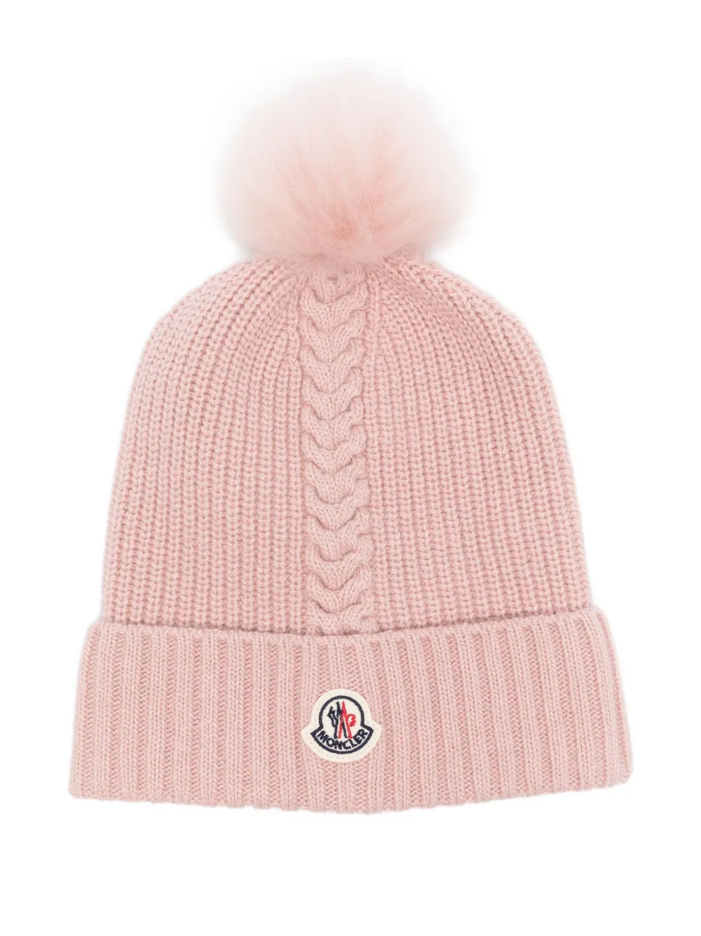 

Шапка бини фактурной вязки с помпоном Moncler Enfant, розовый