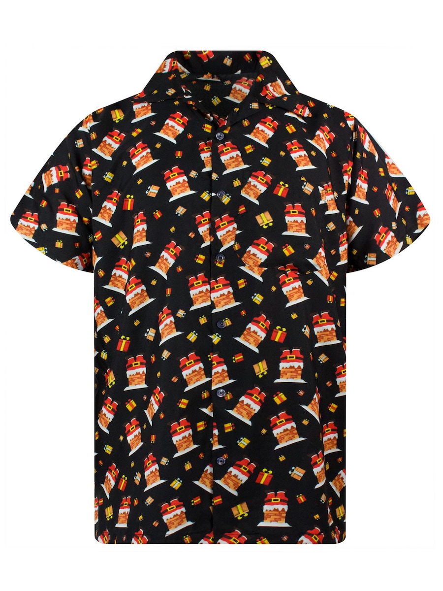 

Рубашка на пуговицах классического кроя King Kameha Christmas Stuck Santa, черный