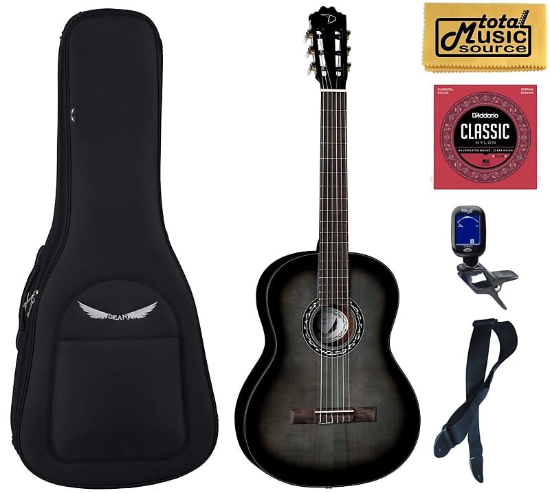 

Акустическая гитара Dean EC BKB Espana Classical Nylon Full Size Guitar, Black Burst, Bag Bundle
