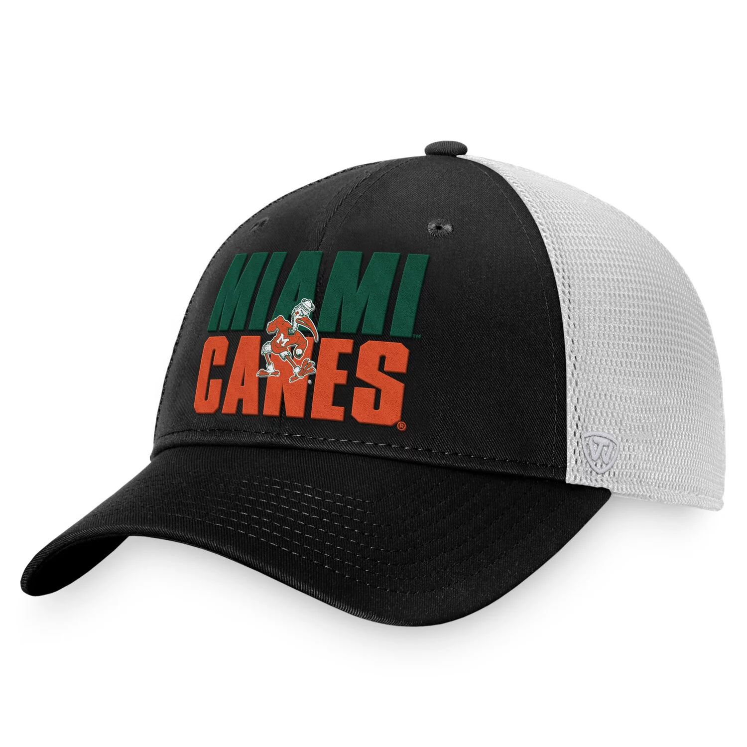 

Мужская кепка Top of the World черно-белая Miami Hurricanes Stockpile Trucker Snapback