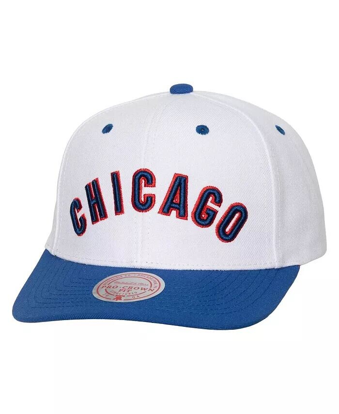 

Мужская белая кепка Chicago Cubs Cooperstown Collection Pro Crown Snapback Mitchell & Ness