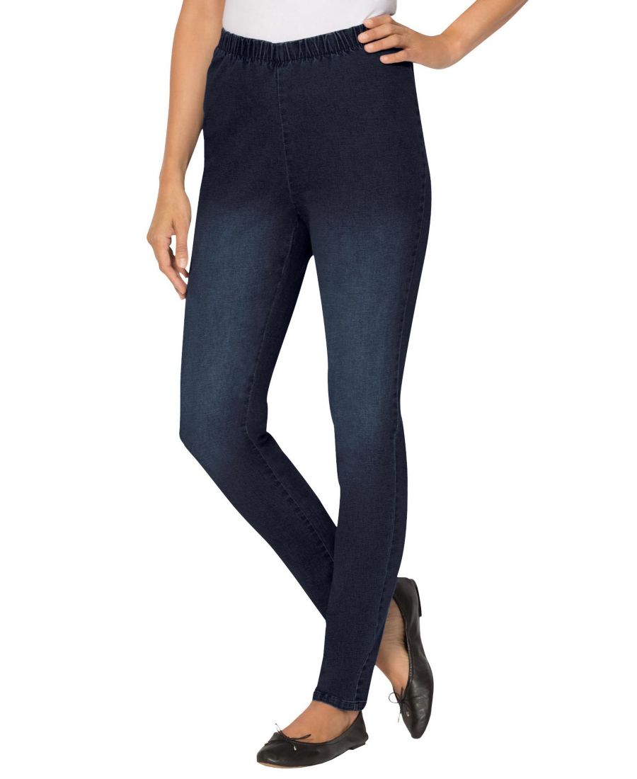 

Женские джинсы Within Pull-On с эластичным поясом из эластичного денима Fineline Woman Within, Indigo sanded