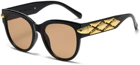 

Женские солнцезащитные очки в стиле ретро, ​​винтажные модные солнцезащитные очки для женщин, зеркальные, для улицы, защита от УФ-излучения UV400 MTZJH, Black Brown