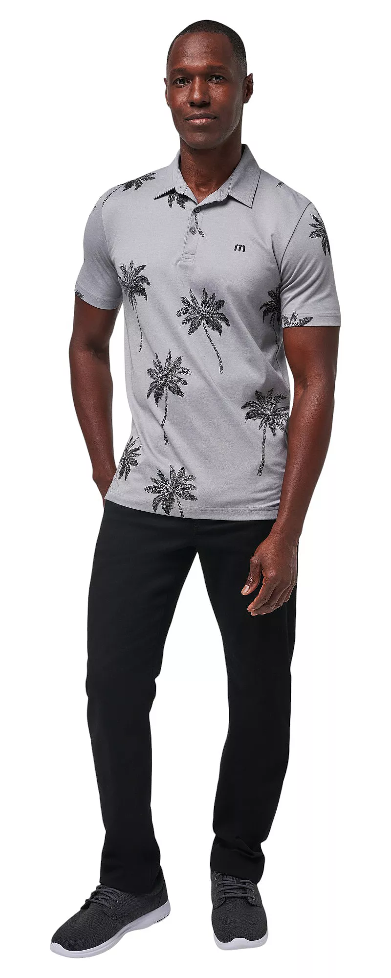 

Мужская рубашка-поло для гольфа TravisMathew Mesic, цвет Heather Grey