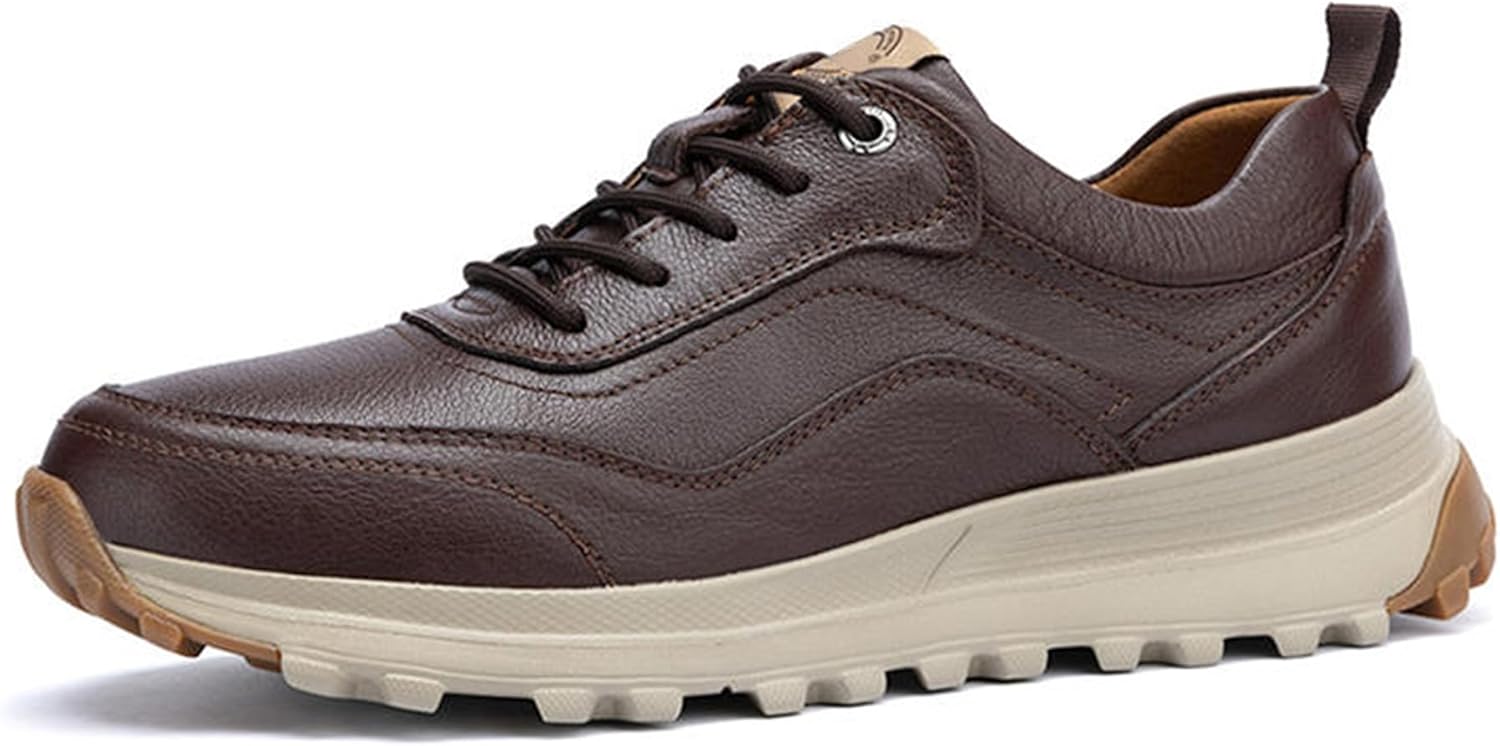 

Мужские повседневные кожаные кроссовки Vtiao, повседневные теннисные туфли, удобная обувь для ходьбы, беговые кроссовки, коричневый