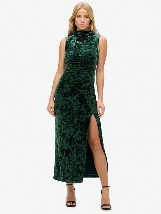 

Бархатное платье макси Superdry, цвет Forest Green