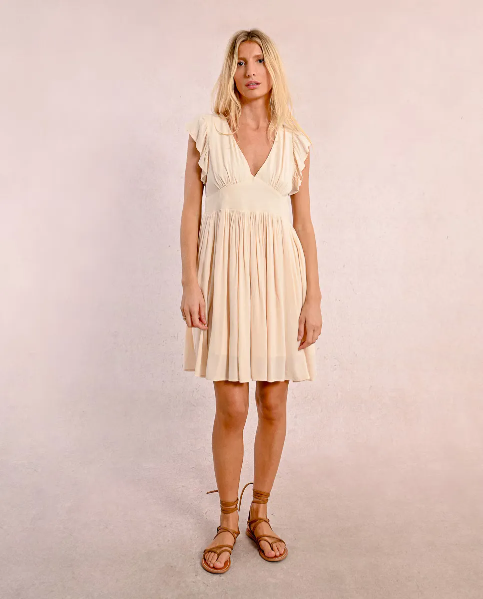 

Короткое платье с рукавами-бабочкой и складками Molly Bracken, цвет Crudo