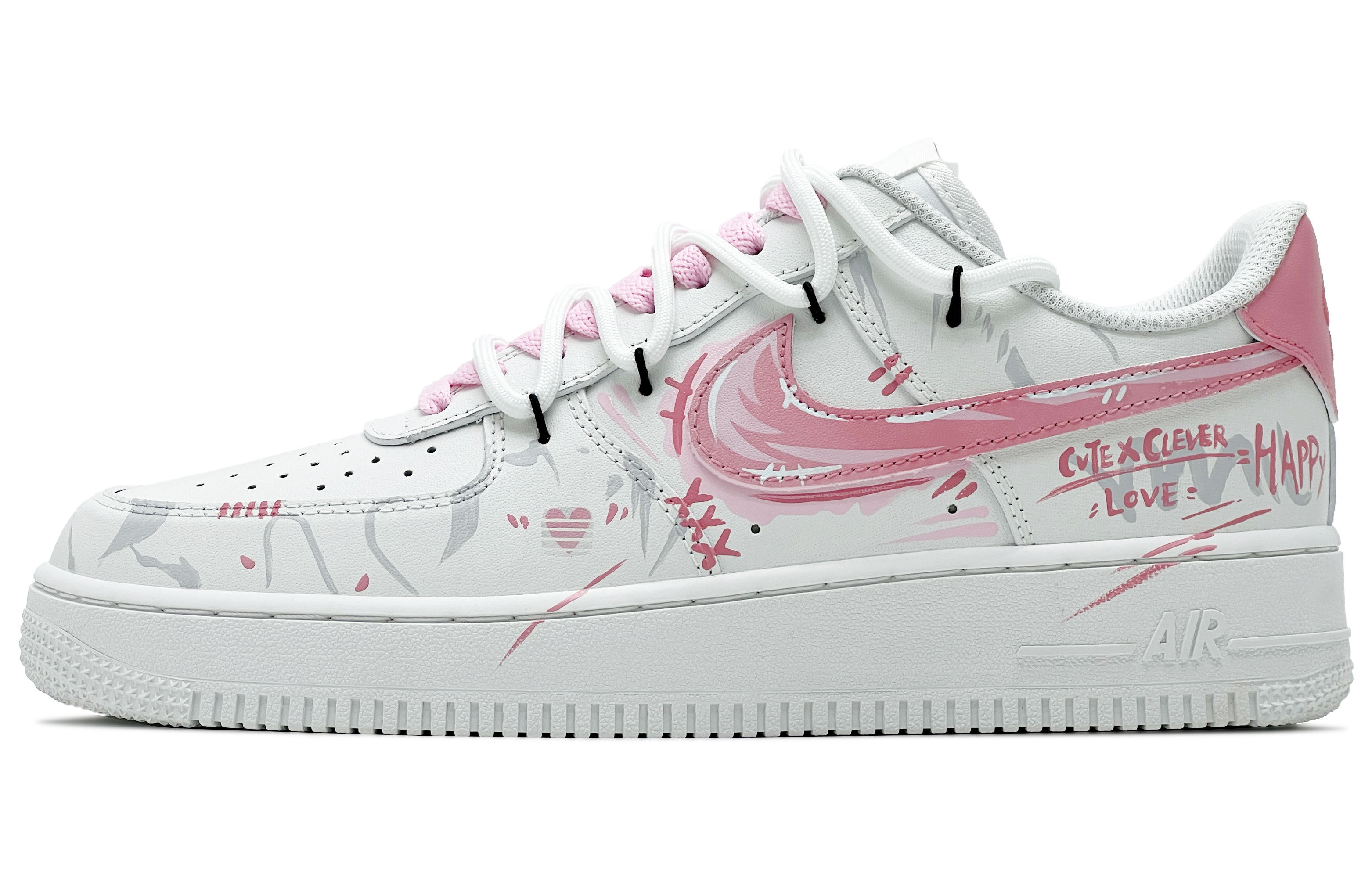 

Nike Кроссовки для скейтбординга Air Force 1 Slip Resistant с амортизацией, устойчивые к скольжению и истиранию, низкие, детские, розово-белые, унисекс