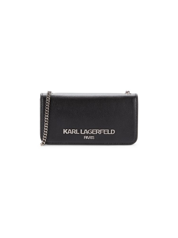 

Кожаная сумка через плечо с логотипом и цепочкой Karl Lagerfeld Paris, цвет Black Gunmetal