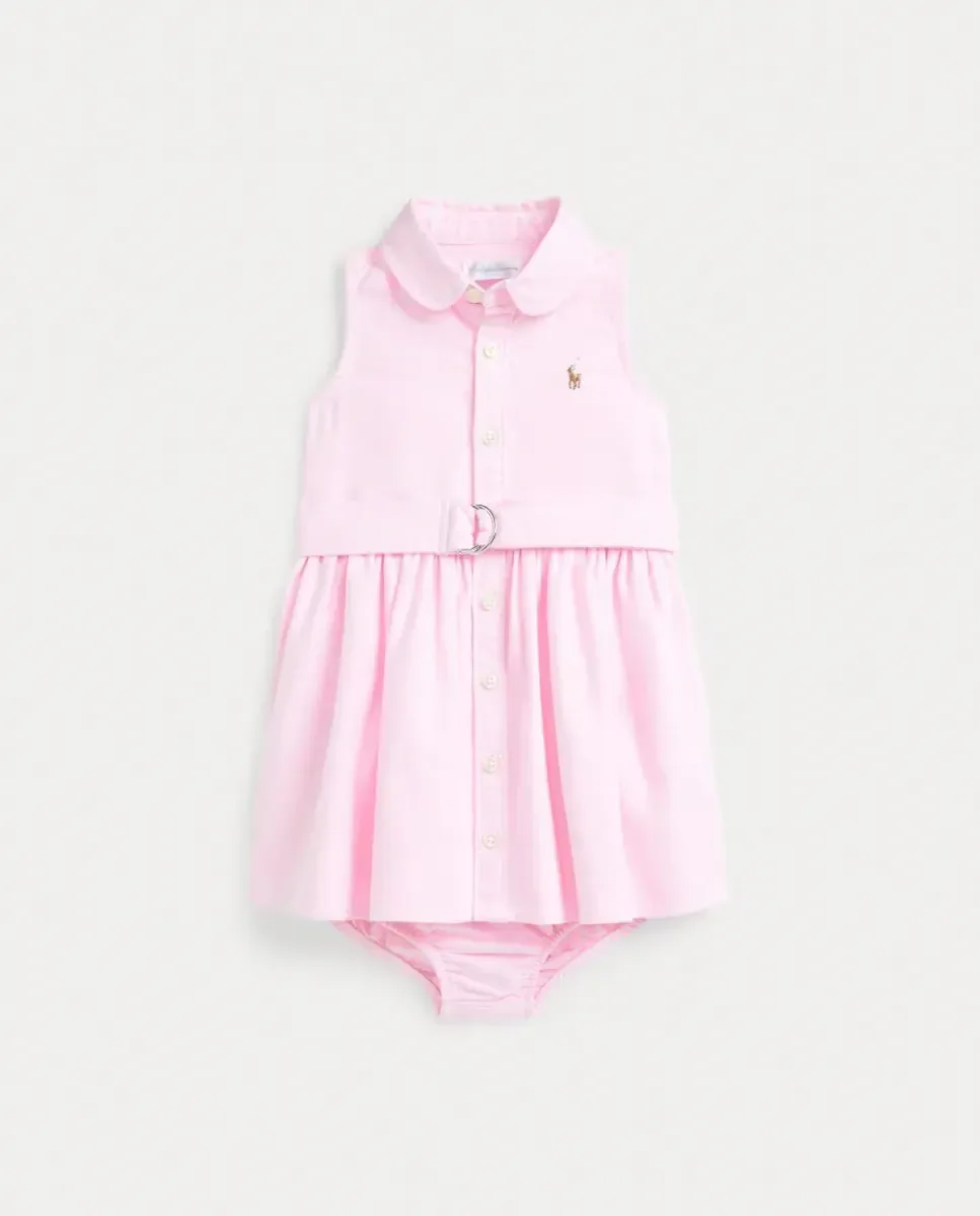 Хлопковое платье для девочки без рукавов Polo Ralph Lauren, светло-розовый