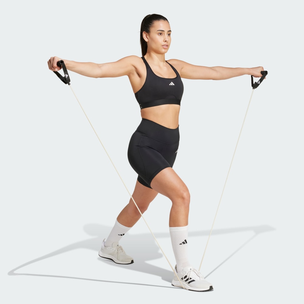 Спортивные шорты-леггинсы Adidas Optimé Essentials Stash Pocket 7-Inch Short Leggings, черный — фото 3