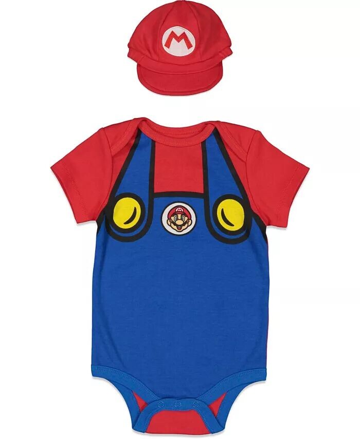 

Костюм Луиджи для маленьких мальчиков SUPER MARIO, боди и шапка с короткими рукавами, синий