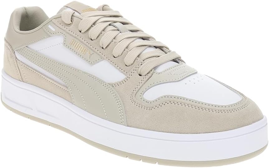 Мужские кроссовки PUMA Court Classic Street Sd с шнуровкой для повседневной носки - белые — фото 2