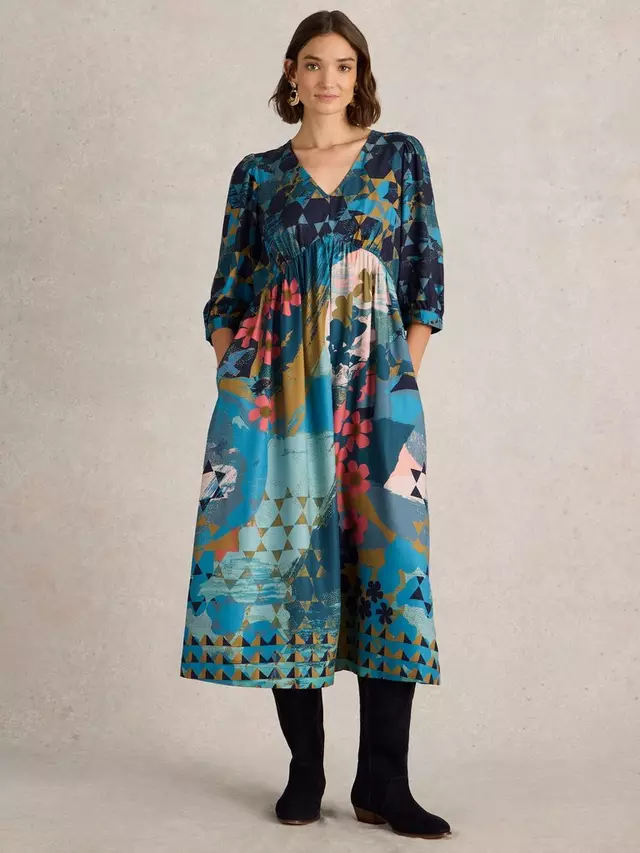 

Платье White Stuff Lucy Abstract, цвет teal/multi