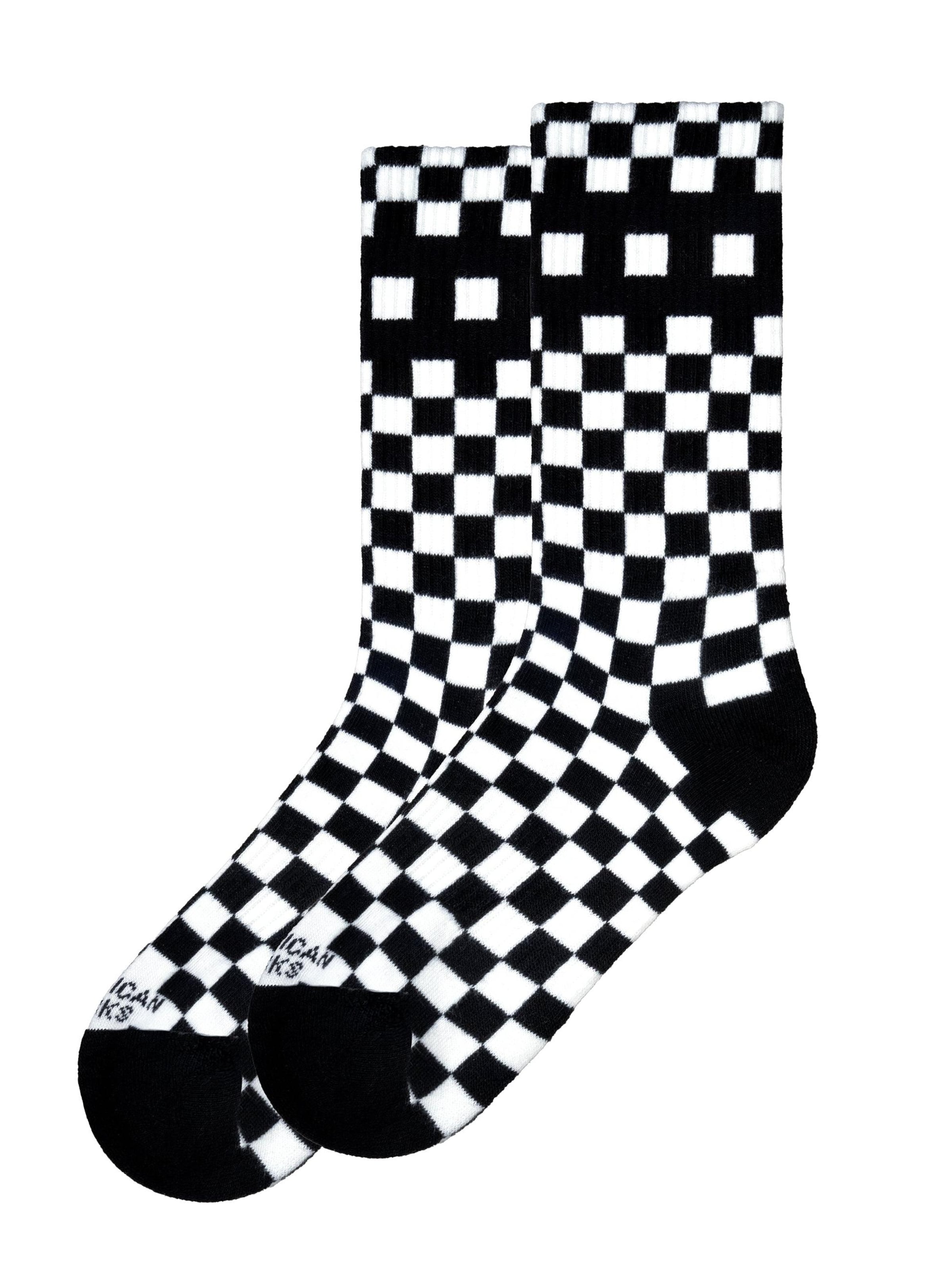 

American Socks Носки 'Checkerboard B/W - Mid High' в белом цвете