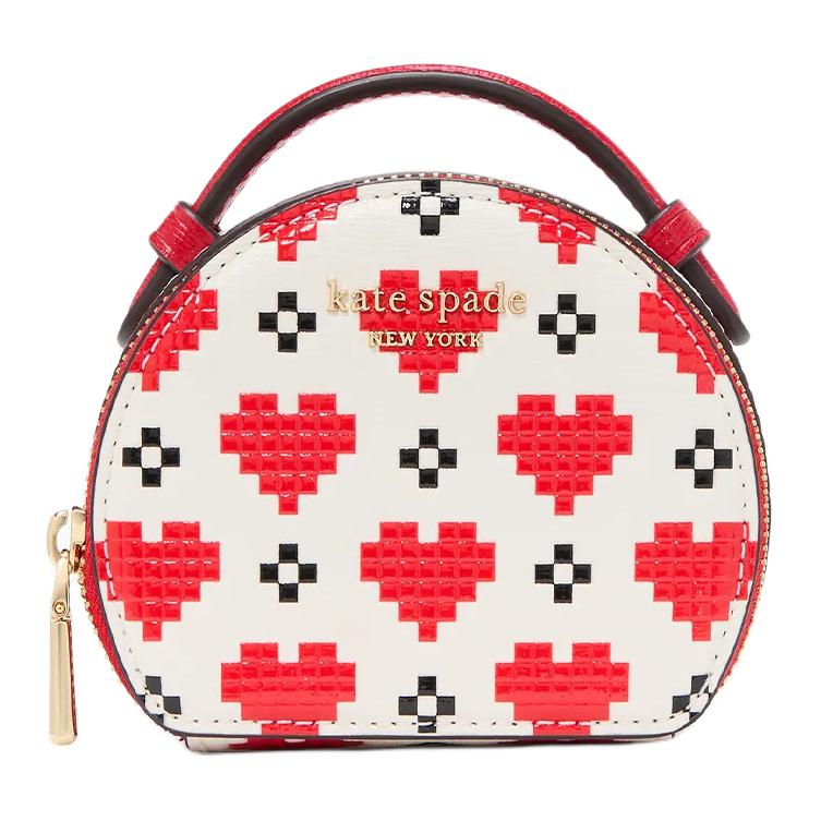 

Kate Spade Сумка из спилка коровьей кожи малая женская кремово-белая с красным
