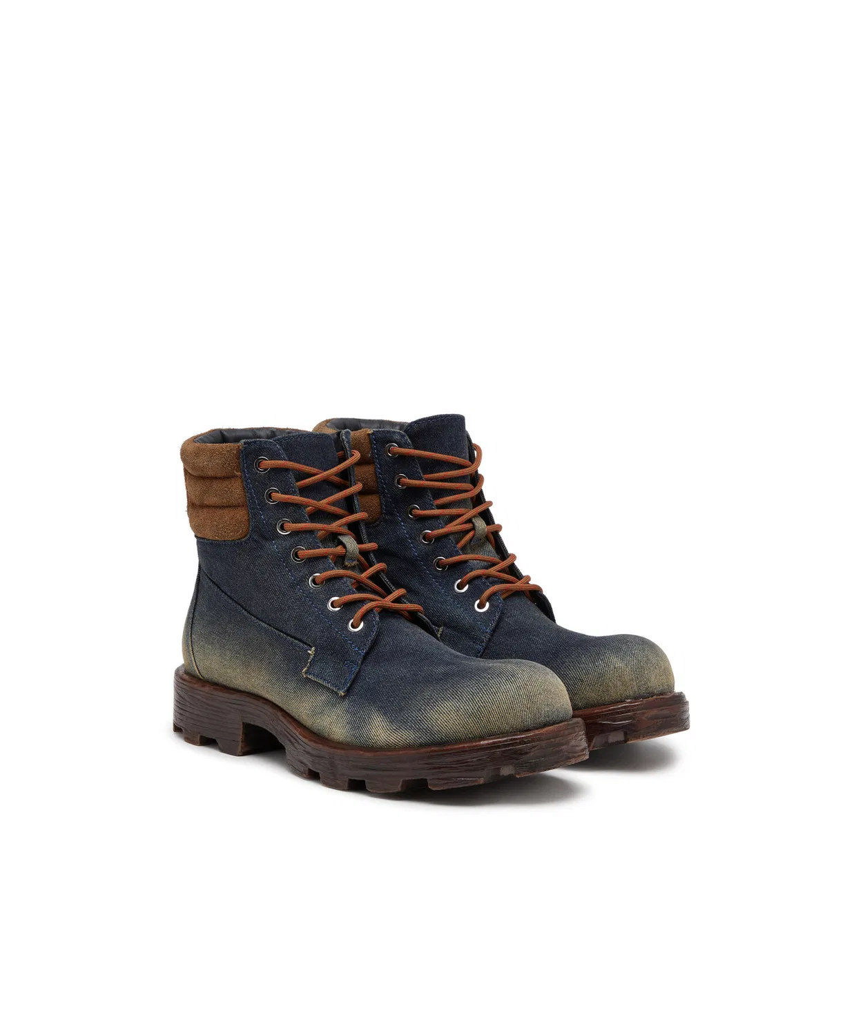 Ботинки мужские на шнуровке D-HAMMER LACE UP Diesel из денима и кожи, индиго — фото 2