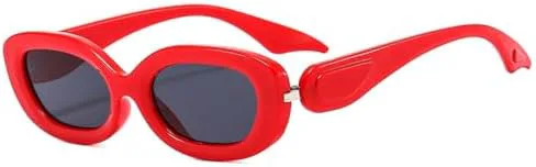 

Популярные овальные солнцезащитные очки 2027 года для женщин, ретро-очки с защитой от УФ-излучения UV400 для мужчин, голубые очки цвета шампанского MTZJH, Red Grey