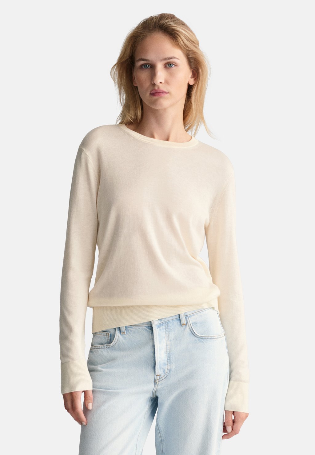 

Свитер FINE CREW NECK GANT, слоновая кость