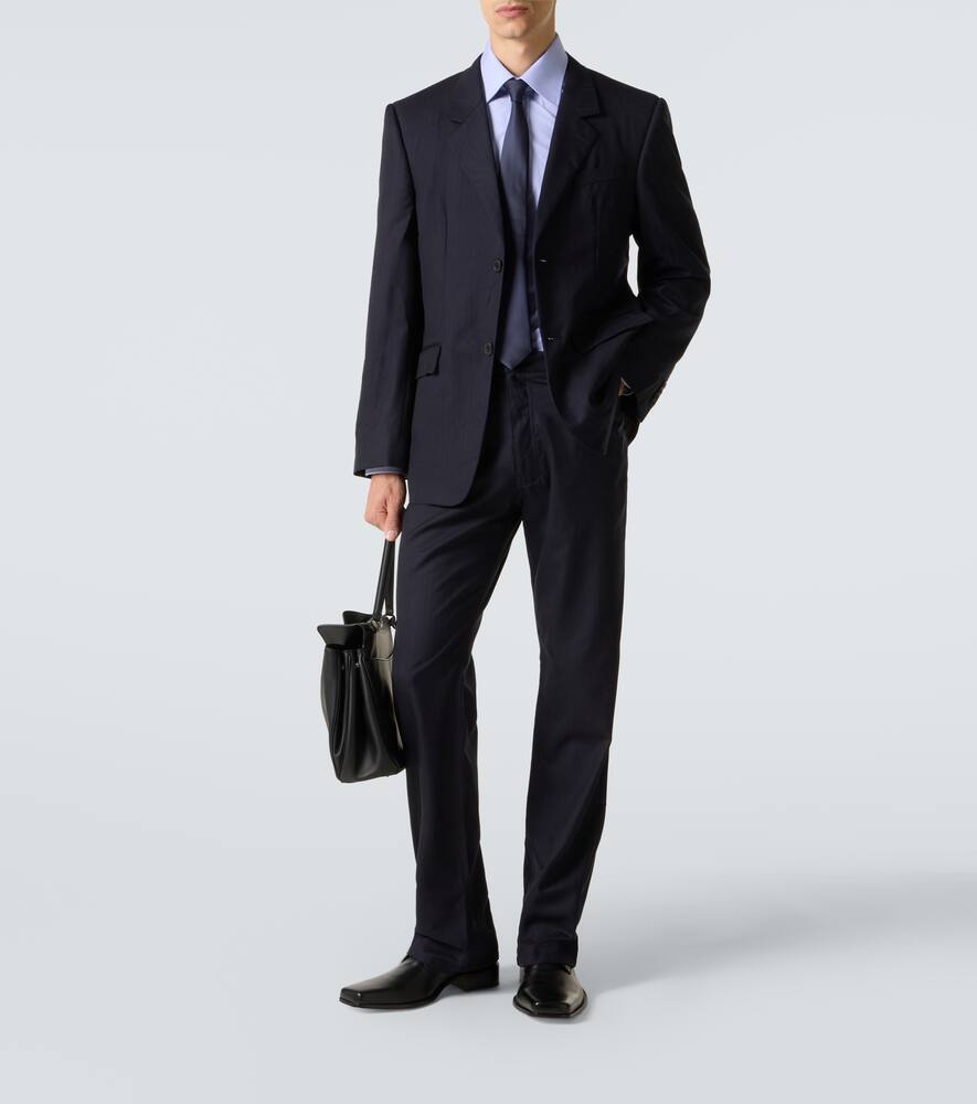Шерстяной пиджачный костюм в полоску Balenciaga, Dark Navy — фото 2