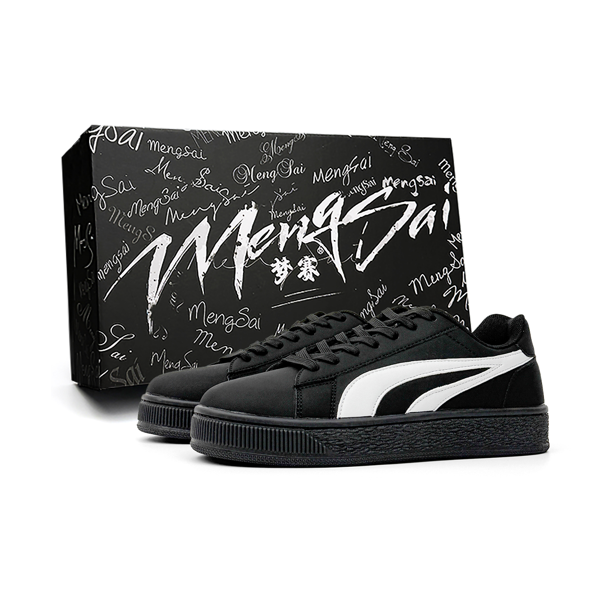 

Mengsai Скользоустойчивые амортизирующие кроссовки с износостойкими свойствами низкие унисекс черные, цвет Black