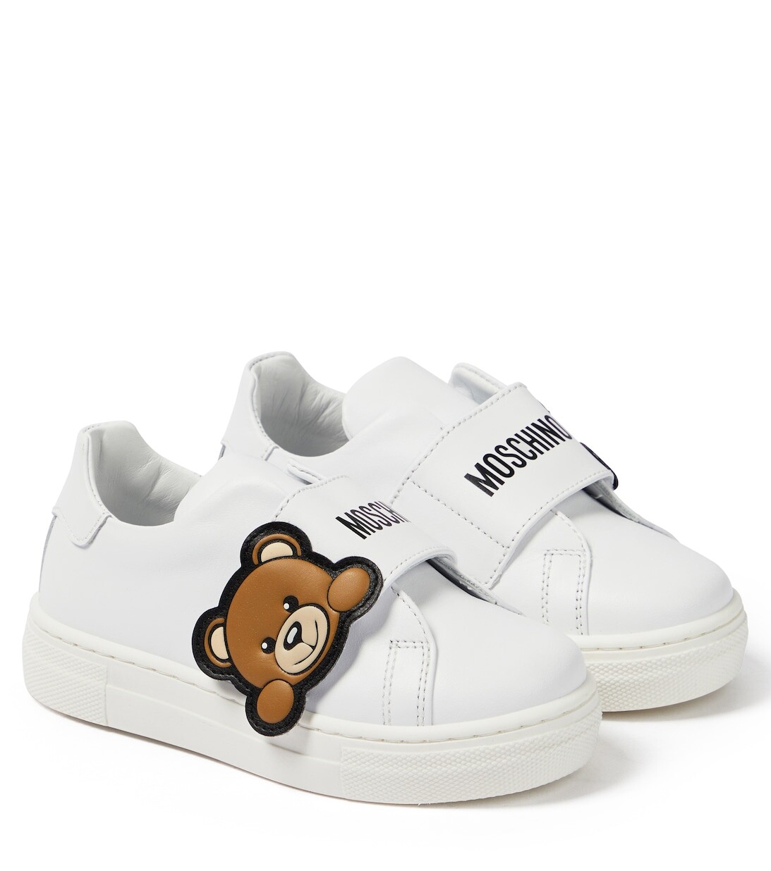 

Кожаные кроссовки с логотипом Moschino, белый