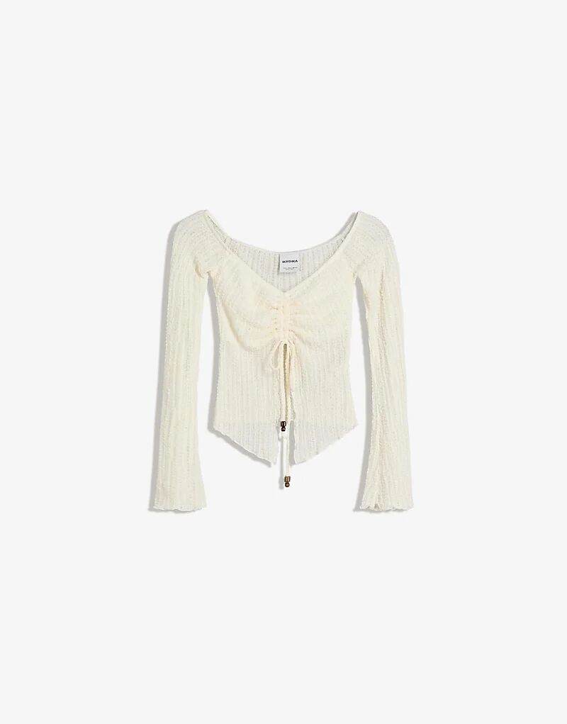 

Свитер Bershka Rustic со сборкой белого цвета