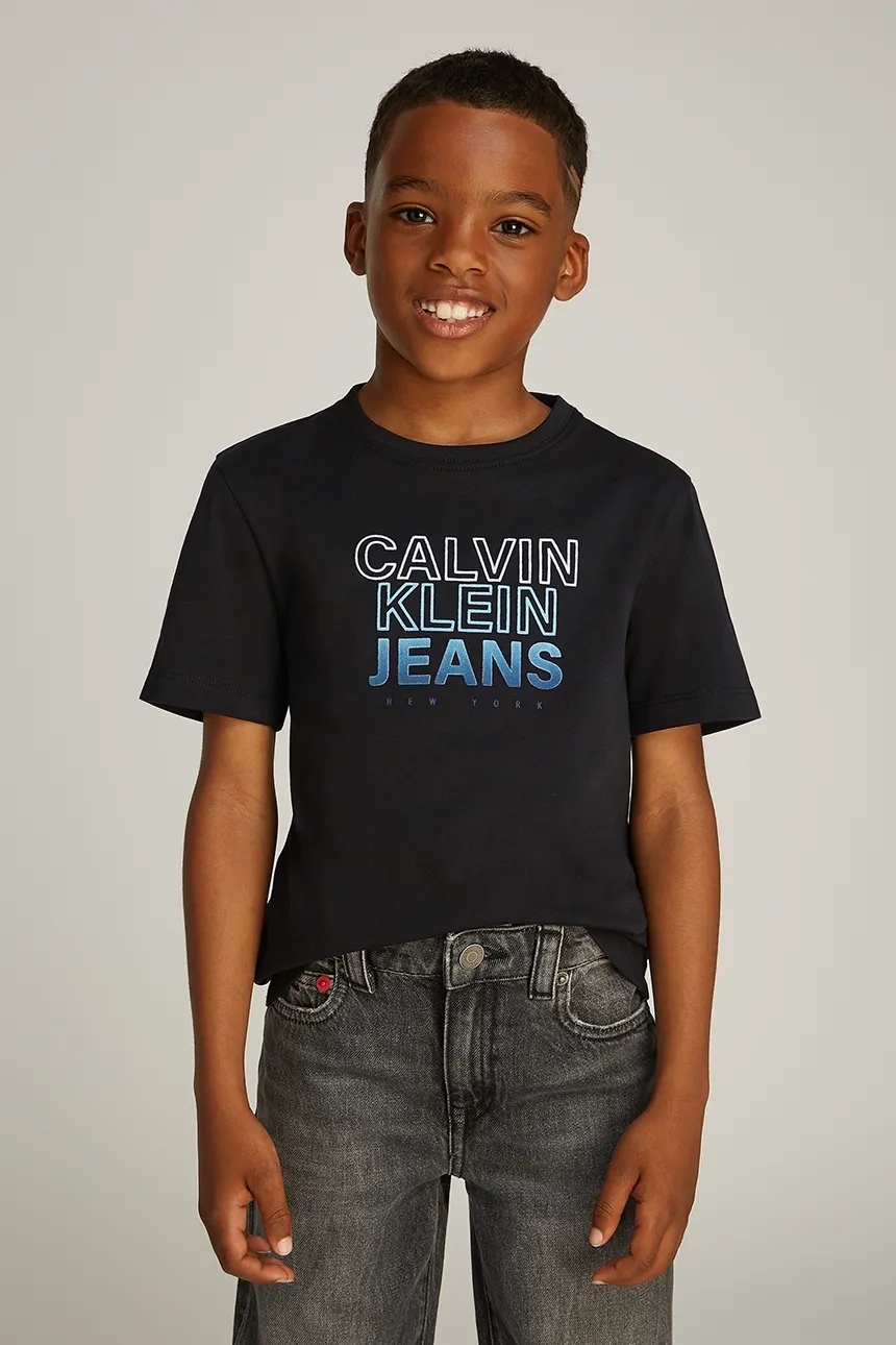 

Хлопковая футболка для детей 0 Calvin Klein Jeans, черный