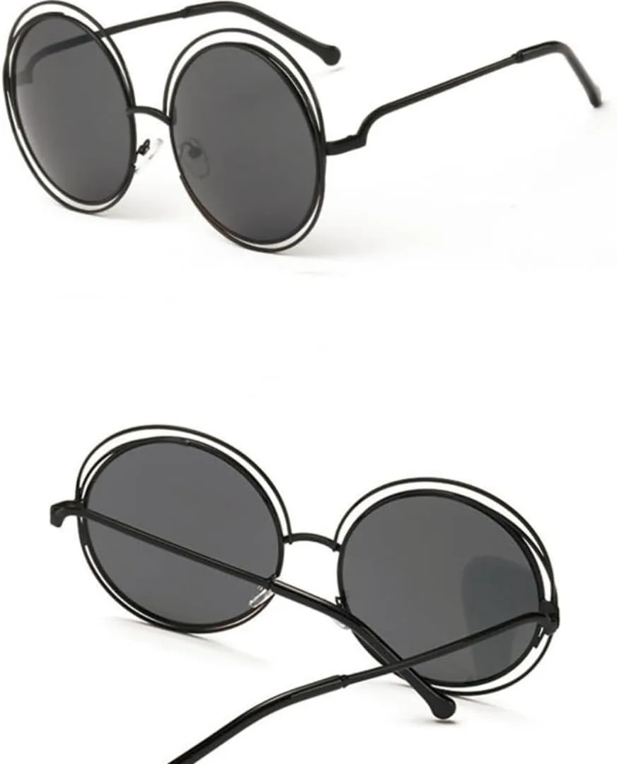 

Винтажные большие круглые солнцезащитные очки для женщин, оправа из сплава с полым профилем, модные солнцезащитные очки с защитой от УФ-излучения UV400 UUPTTPL, 9