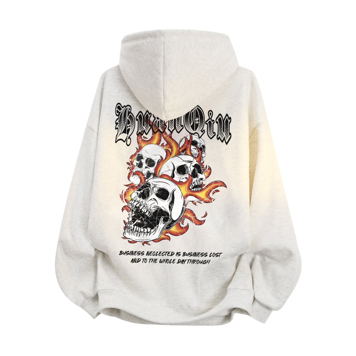 

Толстовка Unisex Hooded Moderate Heavyweight HUANQIU, белый heather серый