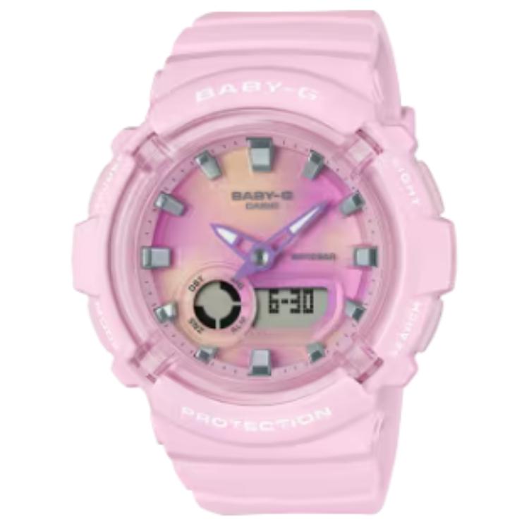 

CASIO Часы BGA-280 Collection Quartz Movement Resin Strap Watch Women's Watch Pink Watch Dial, Pink Watch Dial