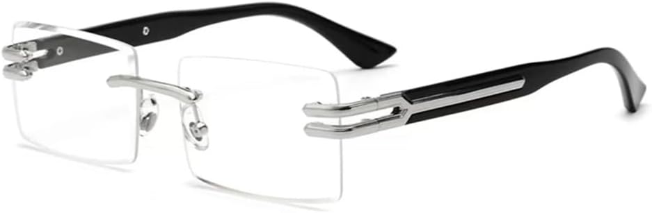 

Ретро-солнцезащитные очки без оправы для мужчин и женщин в стиле панк, прямоугольные солнцезащитные очки без оправы, маленькие, с защитой от УФ-излучения UV400 HDUBFY, 4