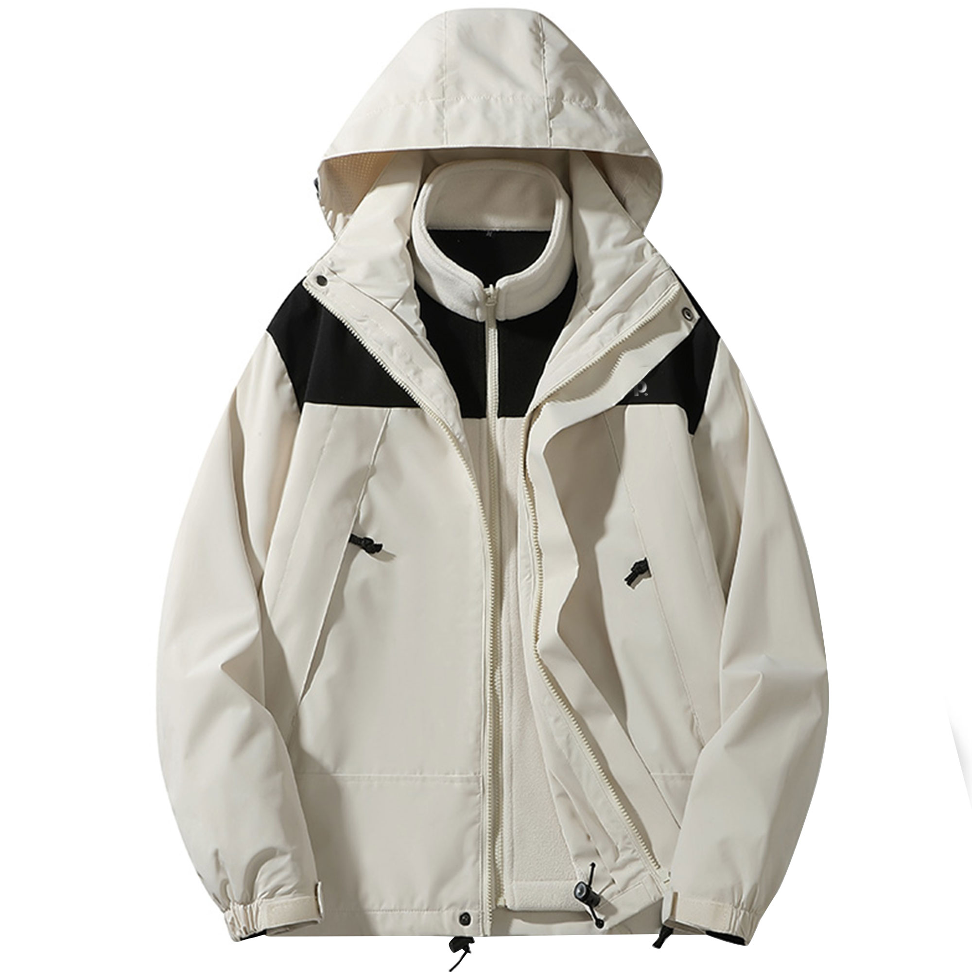 

Jeep Ветрозащитная непромокаемая дышащая утепленная куртка унисекс, Ivory White[3-in-1]