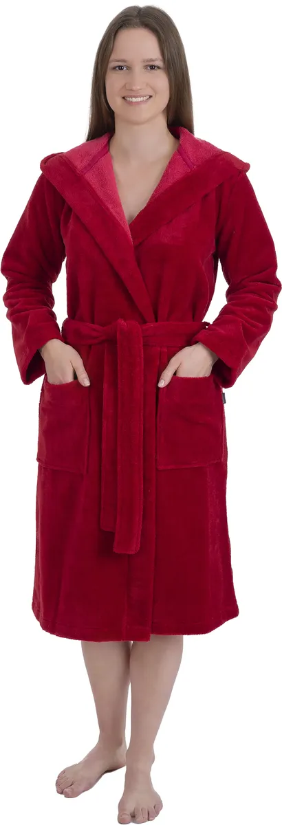 

Женский халат Wewo fashion (1 шт.), с капюшоном, бордовый