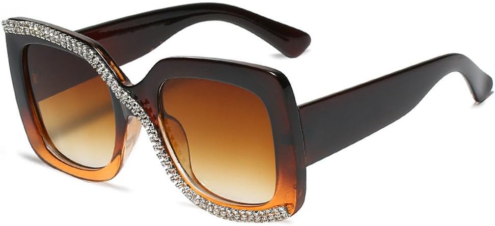 

Модные солнцезащитные очки с бриллиантами для женщин и мужчин, ретро-оправа большого размера, трендовые женские солнцезащитные очки класса люкс с защитой от УФ-излучения UV400 TKKTLLT, Tea Tea