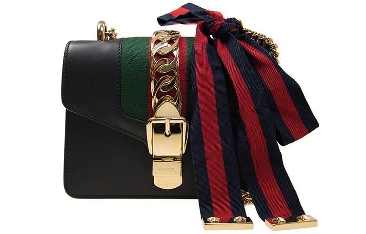 

Сумка Sylvie из телячьей кожи мини кроссбодди женская черная GUCCI