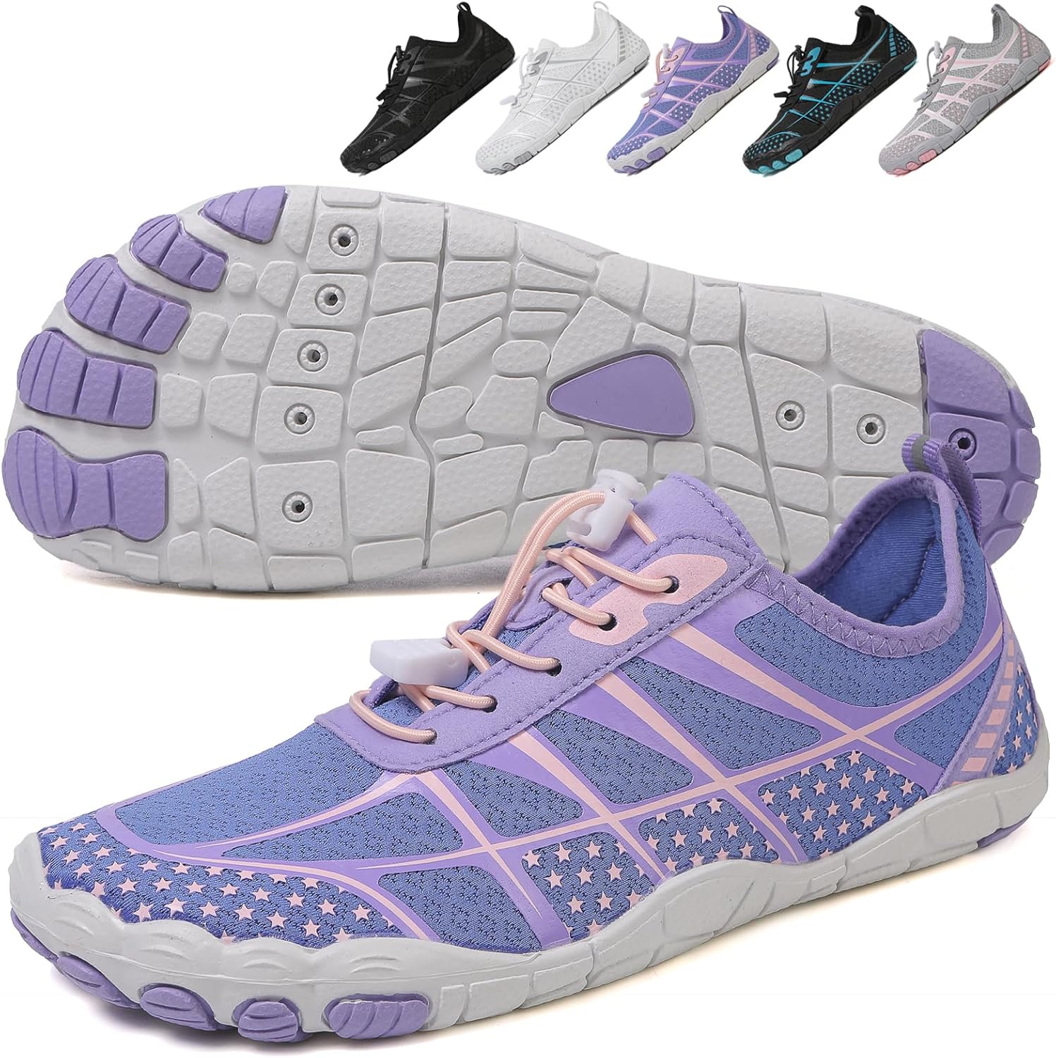 

Водонепроницаемые ботинки для походов с широкой носочной частью Xianfengniao, синий/фиолетовый/розовый