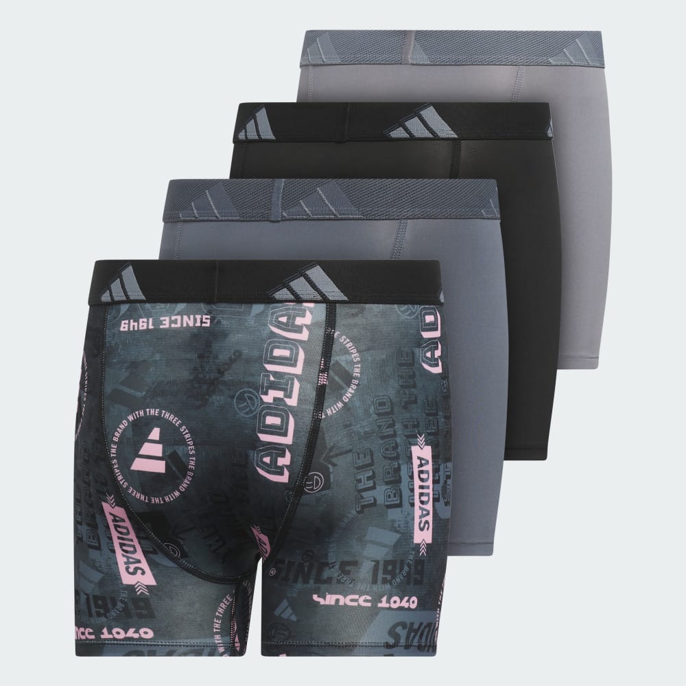 Боксеры Adidas Youth Microfiber Graphic 4-Pack Boxer Briefs, цвет Black/Gum/Onix/Black — фото 2