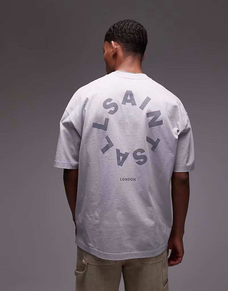 

Футболка AllSaints Tierra oversize в сером цвете