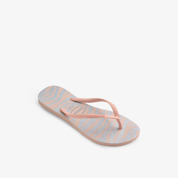 Тонкие резиновые шлепанцы с принтом «зебра» Havaianas, розовый — фото 3