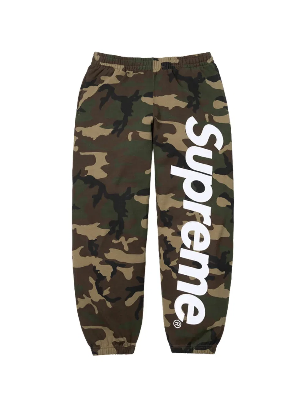 Спортивные брюки с камуфляжным принтом и аппликацией из атласа Supreme, зеленый