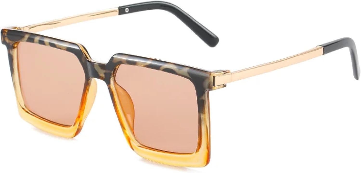 

Роскошные солнцезащитные очки в крупной металлической оправе для женщин и мужчин, модные классические очки для путешествий и вождения, солнцезащитные очки с защитой от УФ-излучения UV400 TKKTLLT, Leopard Yellow