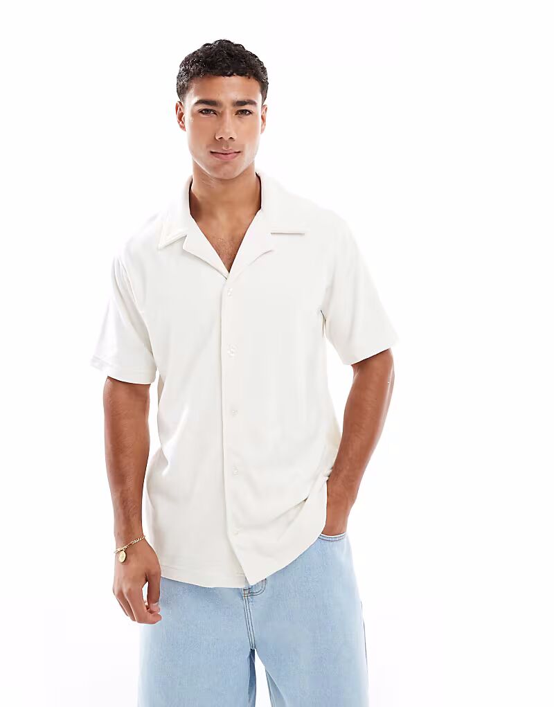 

Поло из махрового материала Jack & Jones белого цвета