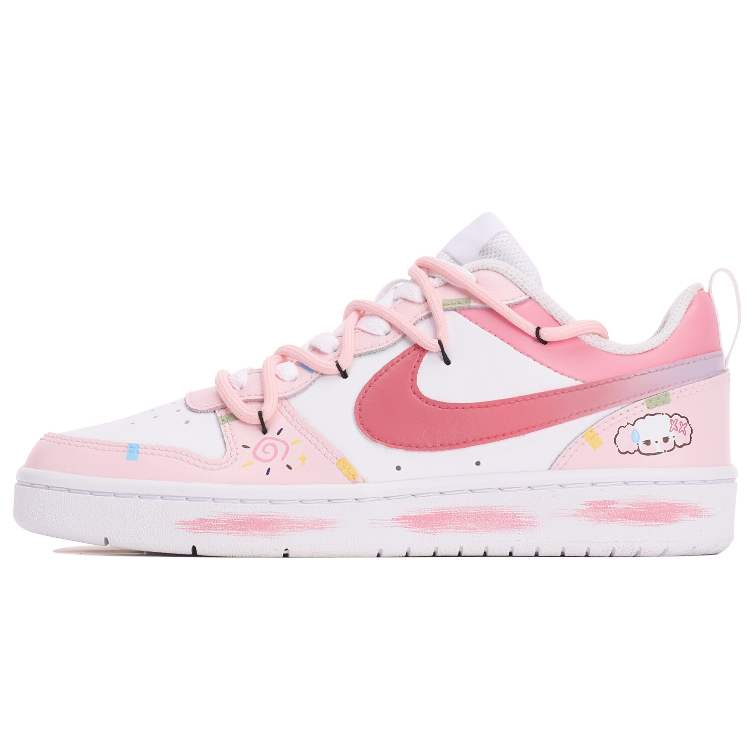 

Кроссовки Nike Court Borough Skateboard Shoes Women's Low-Top Pink/White, Белый, Кроссовки Nike Court Borough Skateboard Shoes Women's Low-Top Pink/White