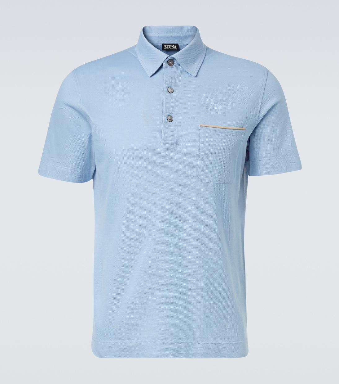 

Рубашка-поло из хлопкового пике Zegna, светло-синий