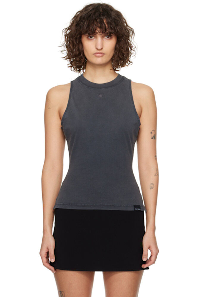

Серый приталенный топ Stonewashed Courrèges