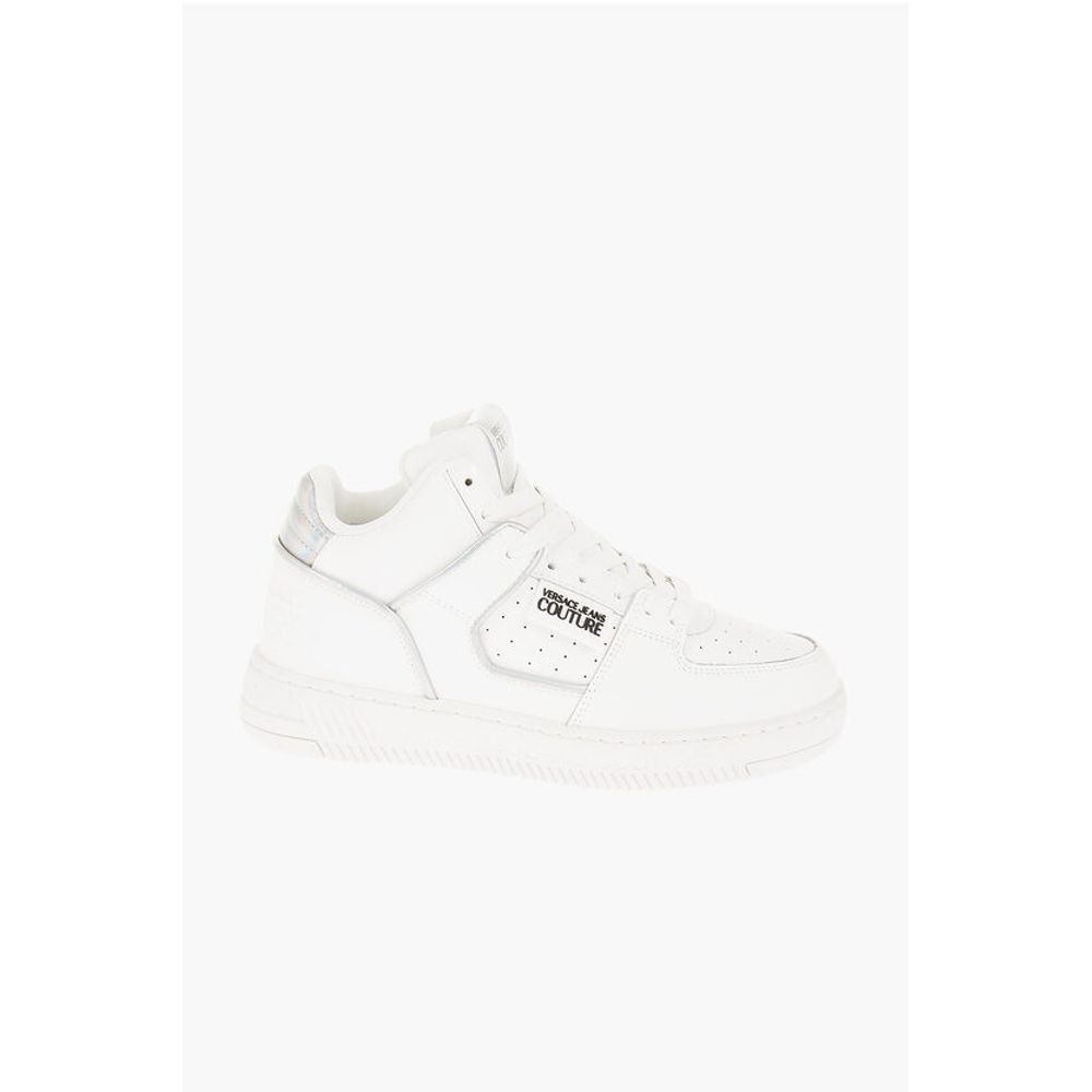 Кроссовки JEANS COUTURE из кожи MEYSSA с переливающейся отделкой Versace, White — фото 3